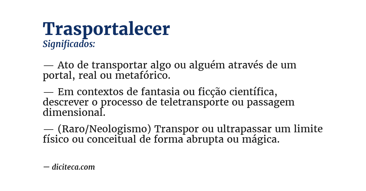 Significado de trasportalecer