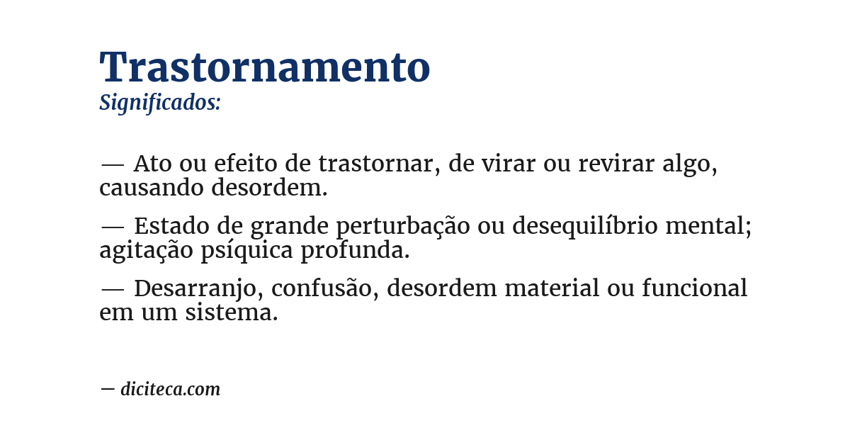 Significado de trastornamento