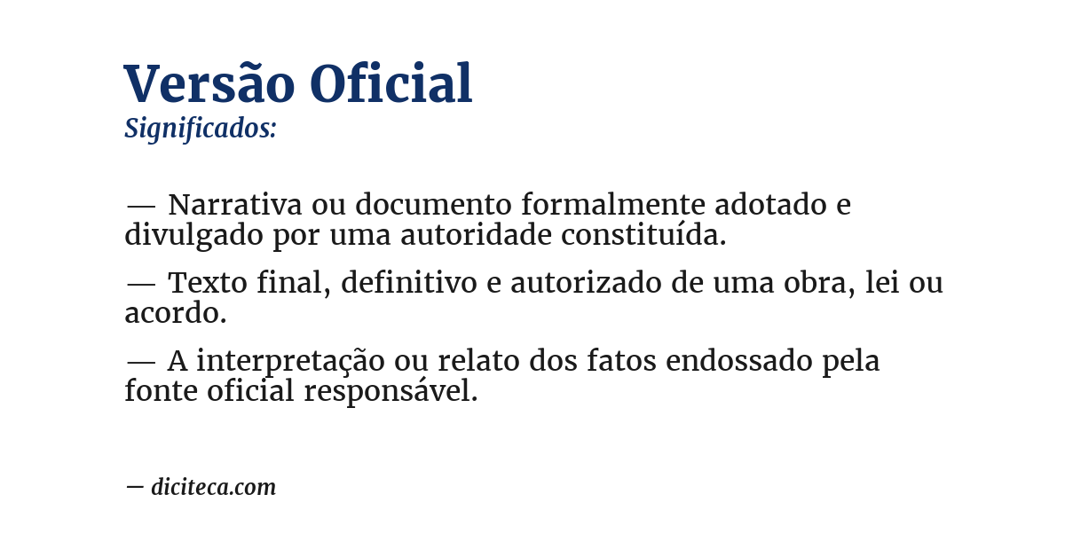 Significado de versão oficial