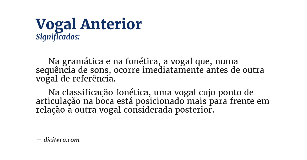 Significado de vogal anterior