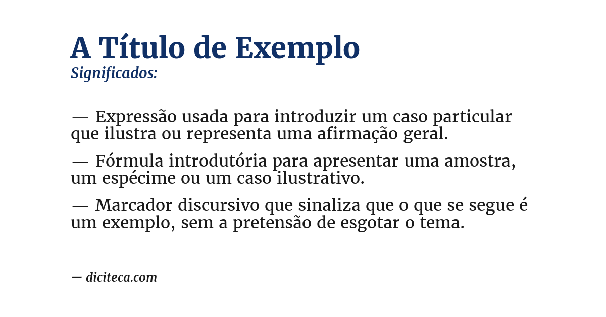 Significado de a título de exemplo