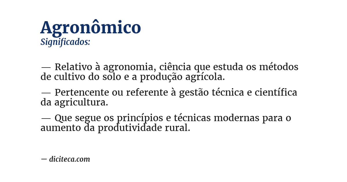 Significado de agronômico