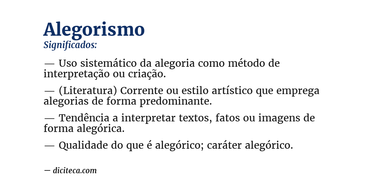 Significado de alegorismo