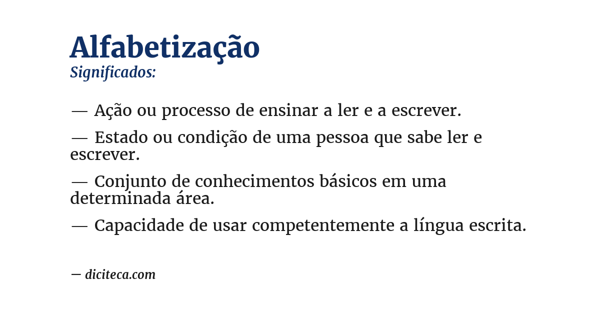 Significado de alfabetização