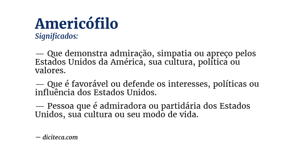 Significado de americófilo
