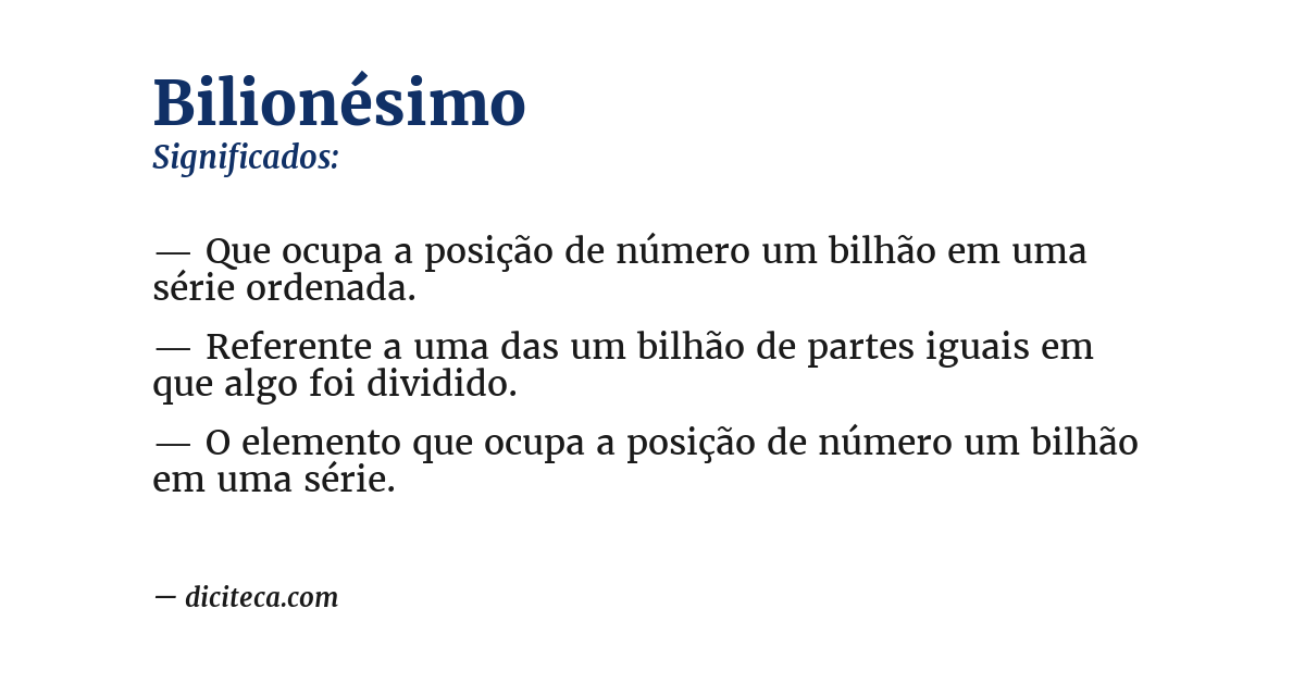 Significado de bilionésimo