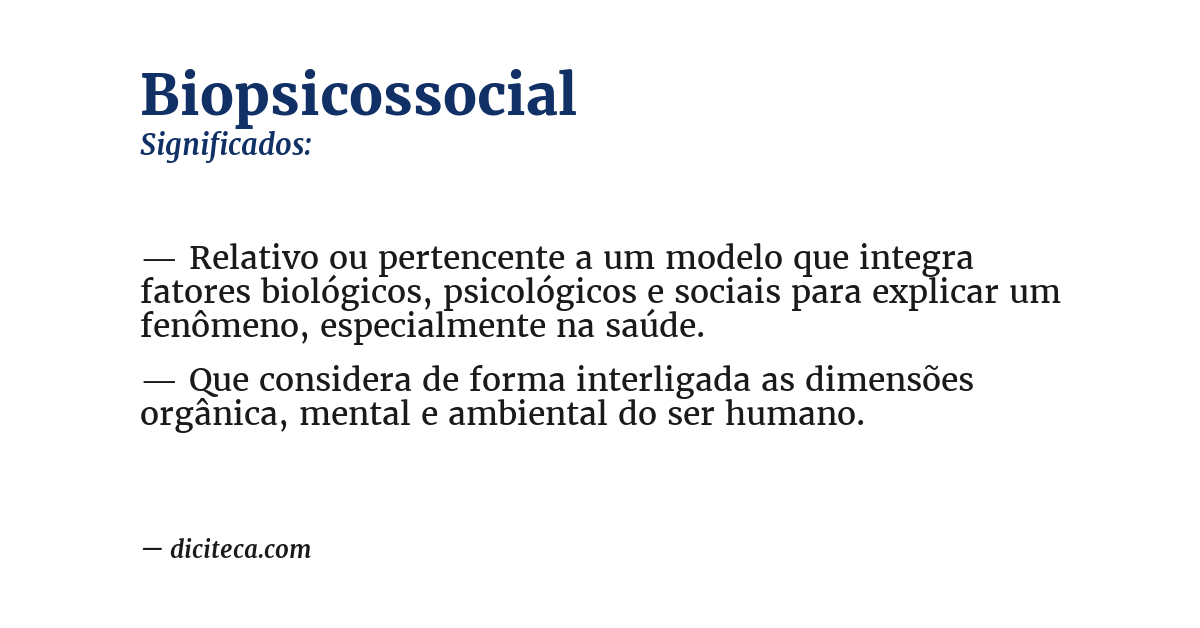 Significado de biopsicossocial