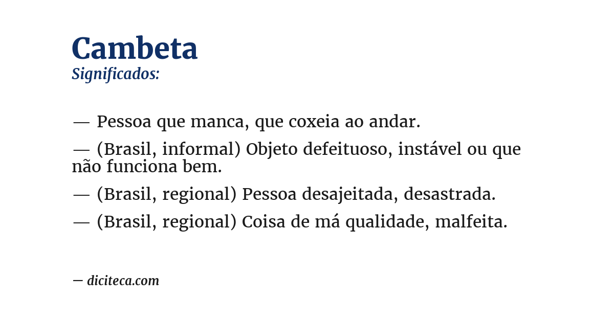Significado de cambeta