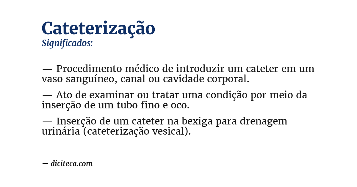 Significado de cateterização