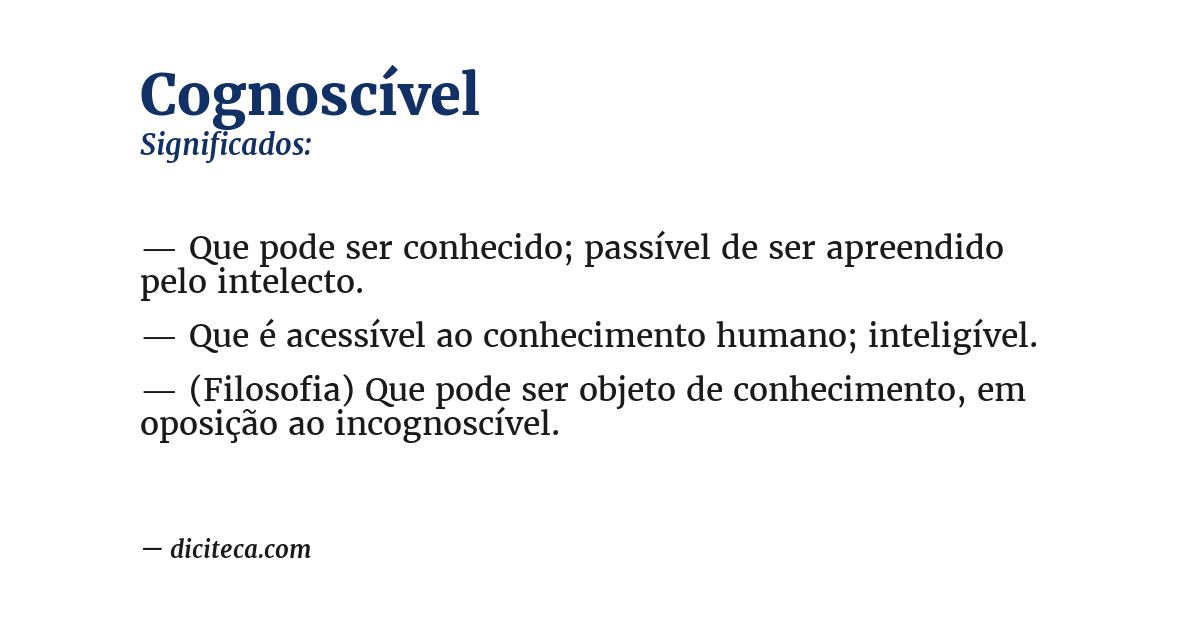 Significado de cognoscível