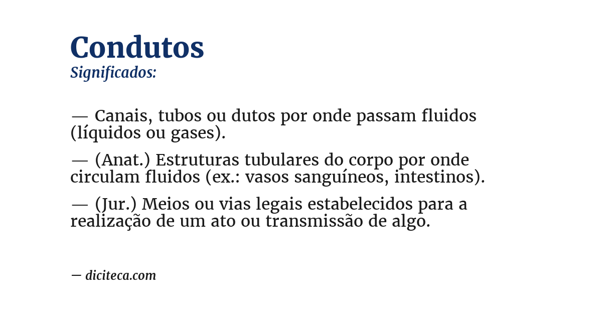 Significado de condutos