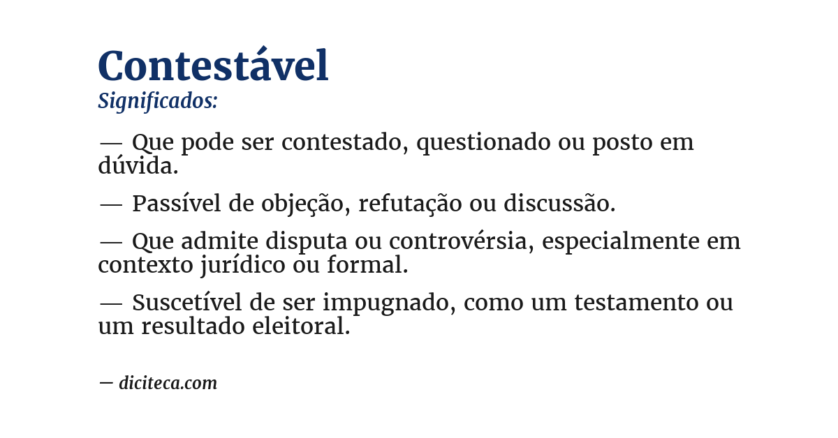 Significado de contestável