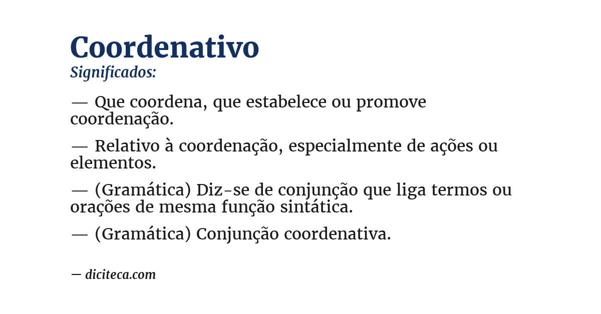 Significado de coordenativo