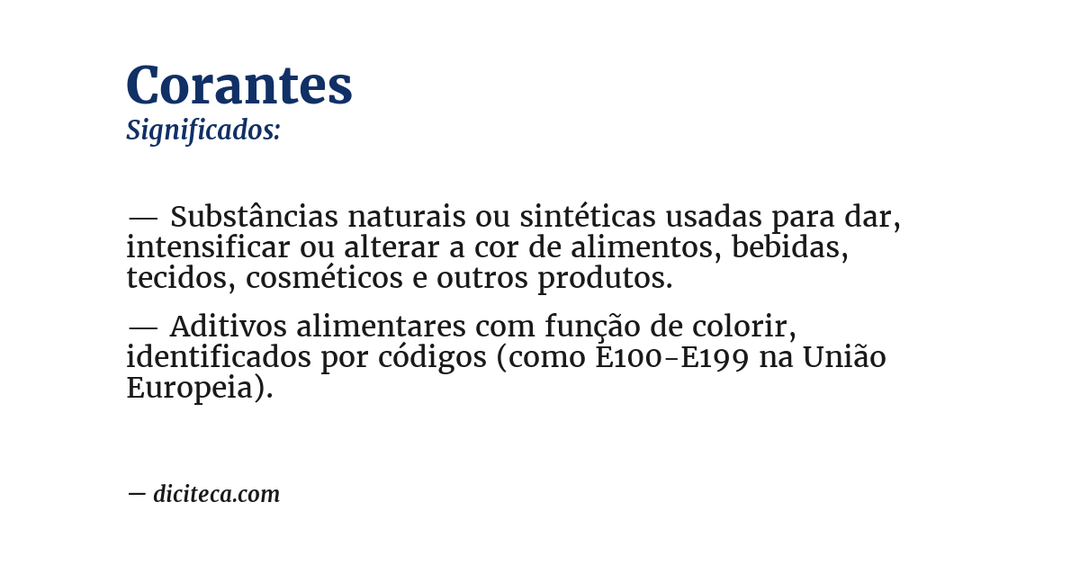 Significado de corantes