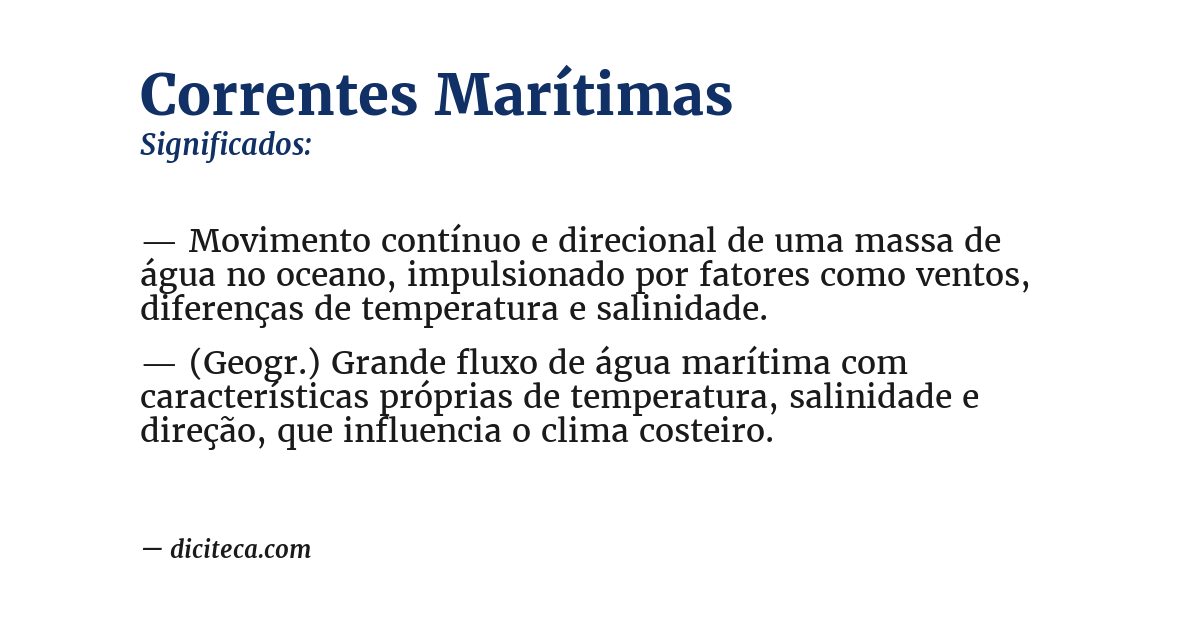 Significado de correntes marítimas