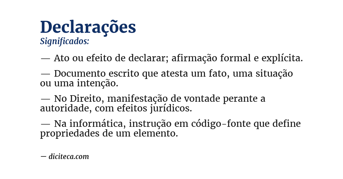 Significado de declarações