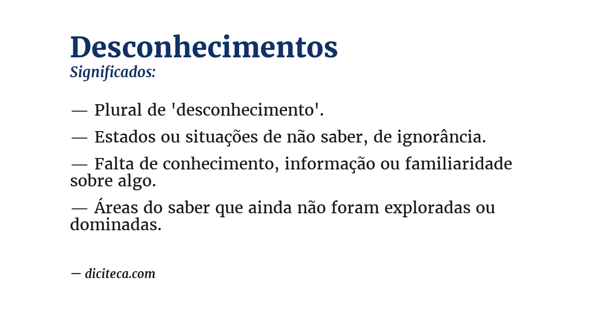 Significado de desconhecimentos