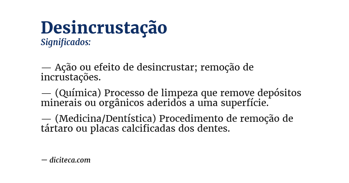 Significado de desincrustação