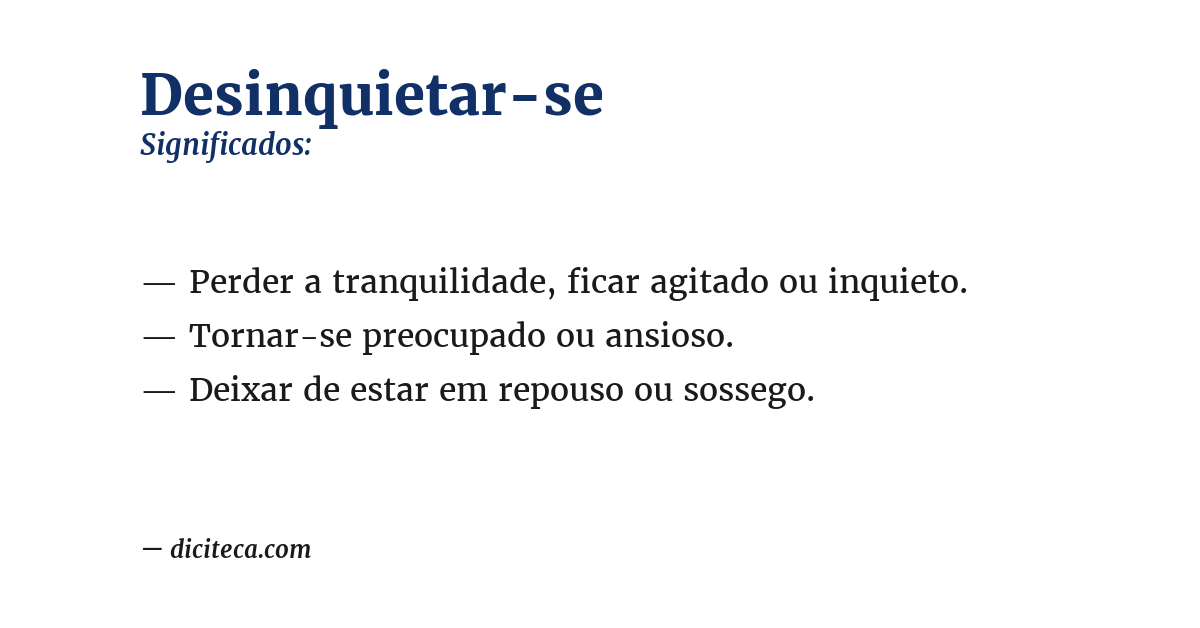 Significado de desinquietar-se