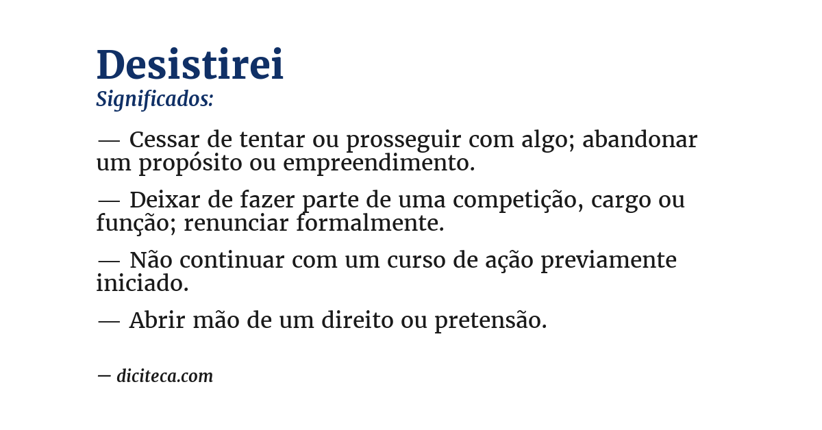 Significado de desistirei