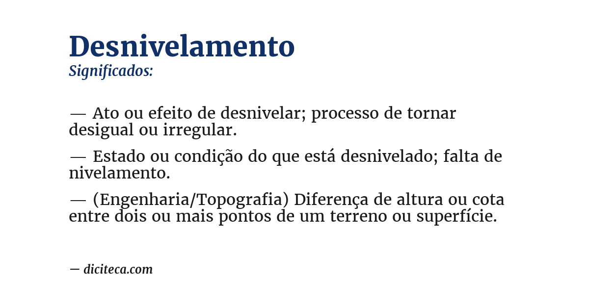 Significado de desnivelamento