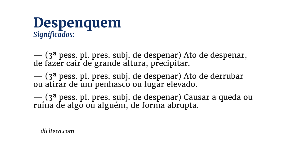 Significado de despenquem