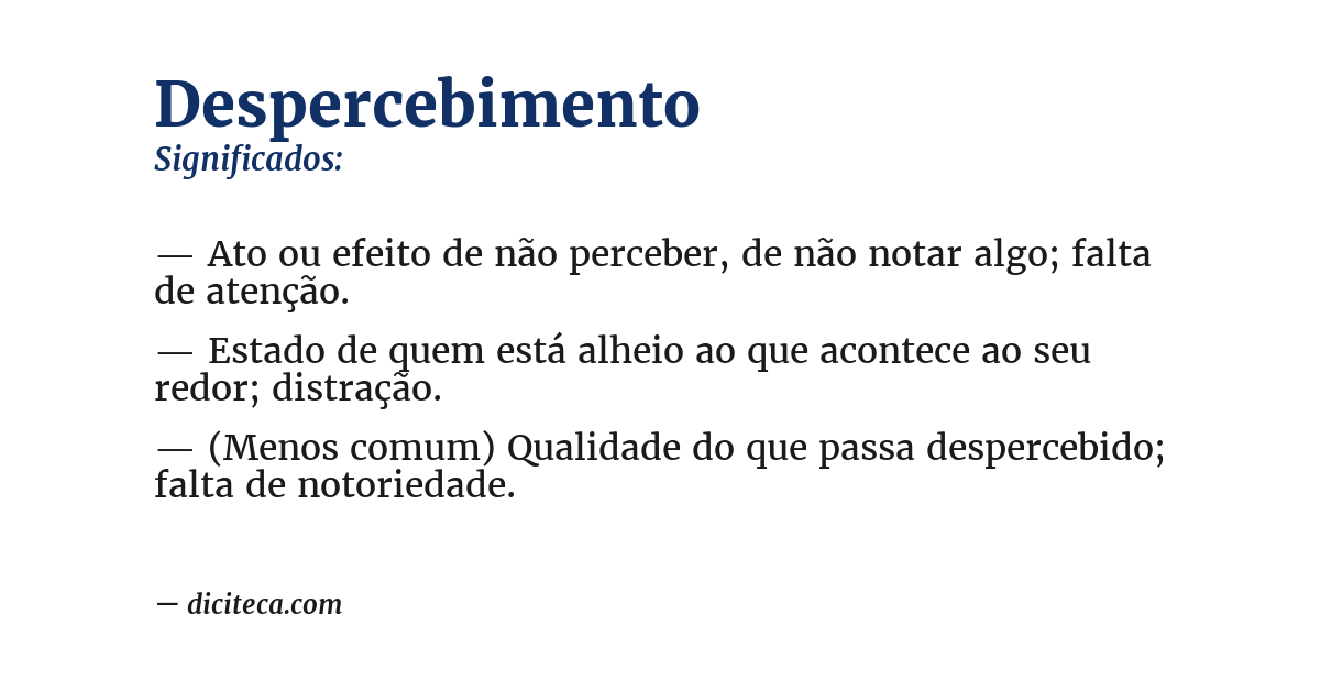Significado de despercebimento
