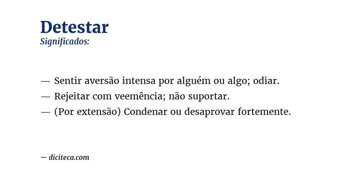 Significado de detestar