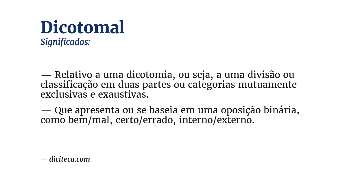 Significado de dicotomal