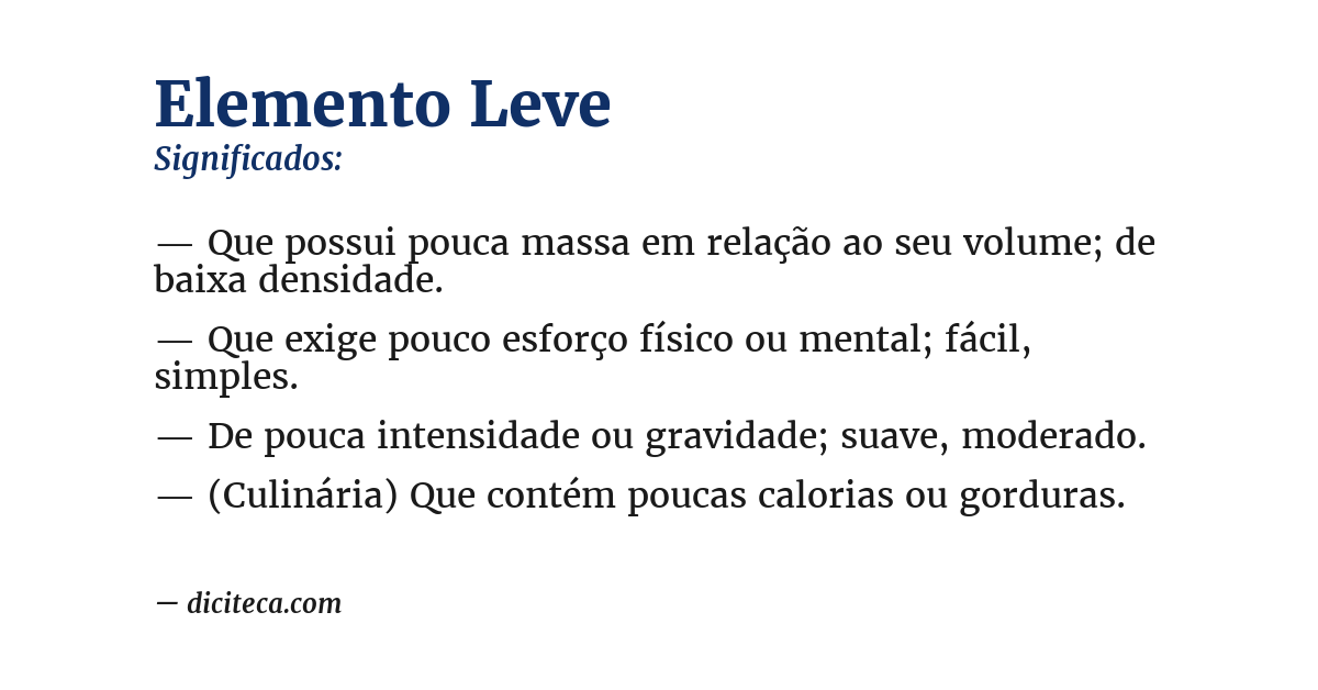 Significado de elemento leve