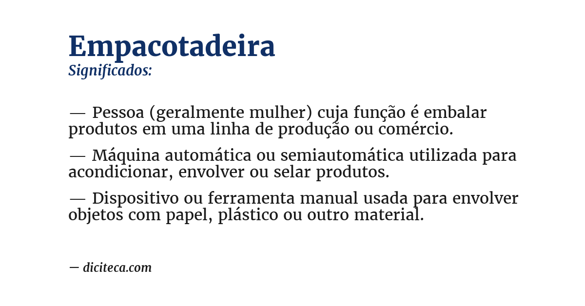 Significado de empacotadeira