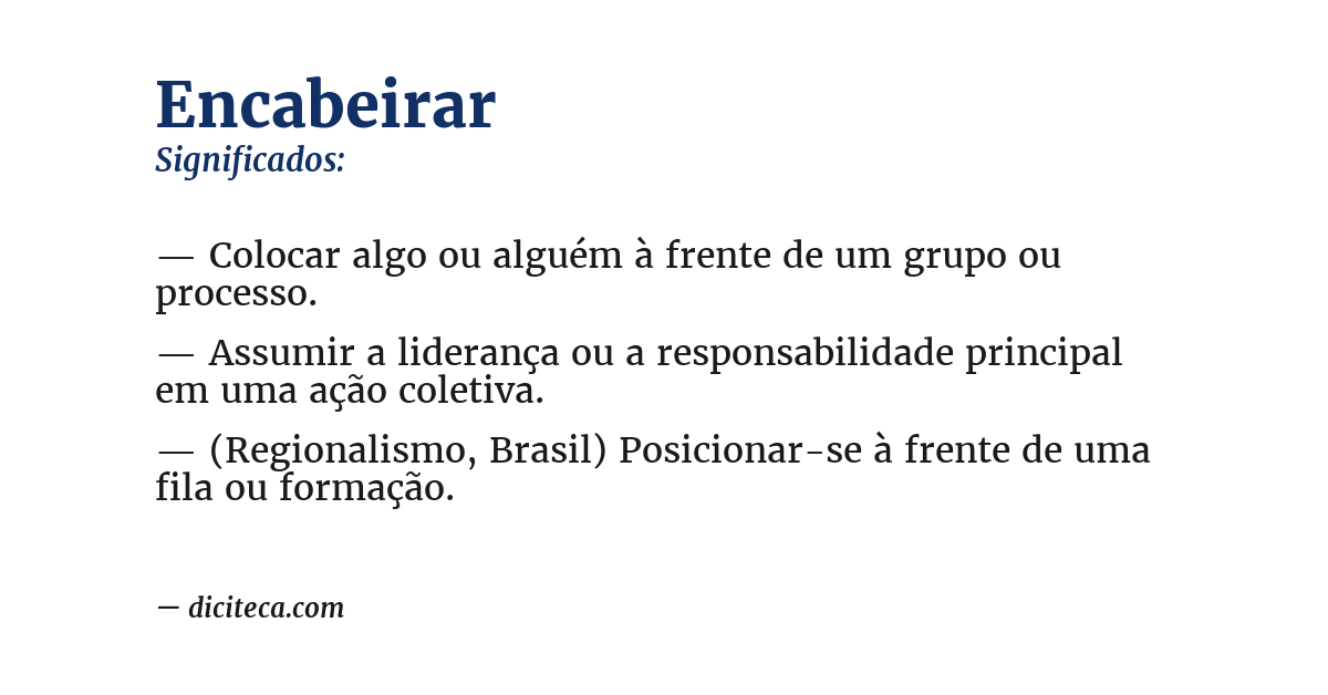 Significado de encabeirar