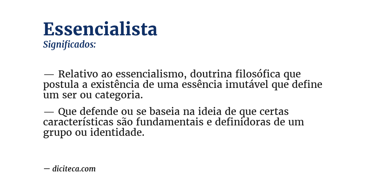 Significado de essencialista