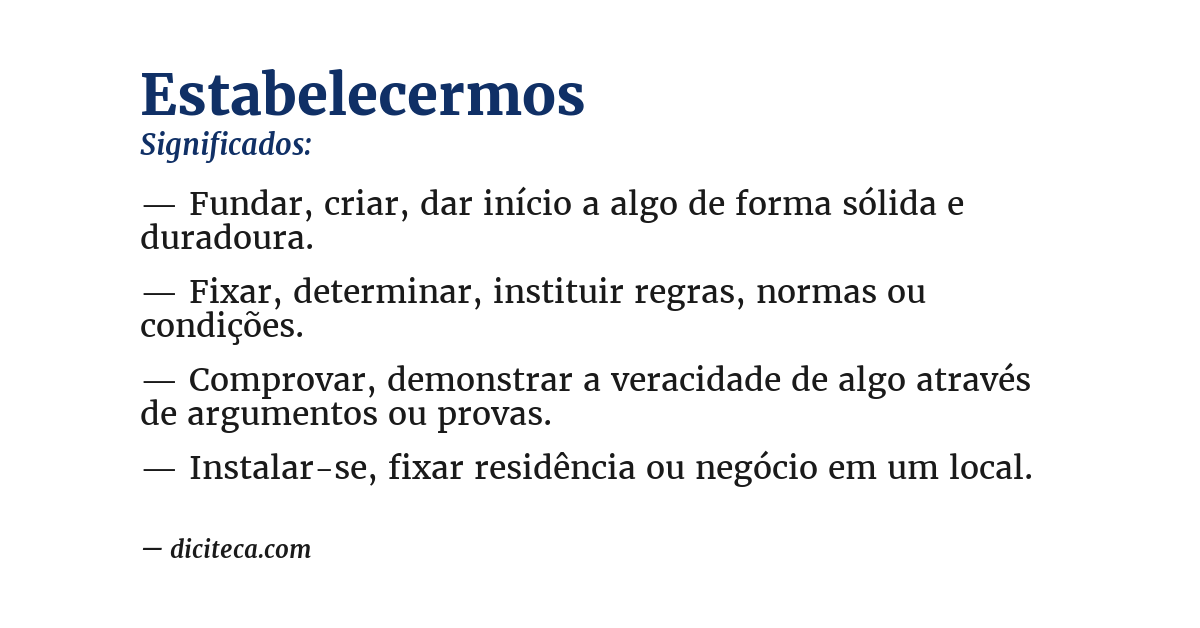 Significado de estabelecermos