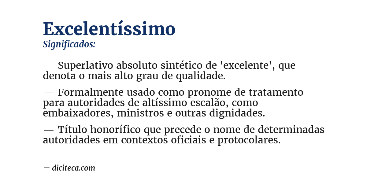 Significado de excelentíssimo