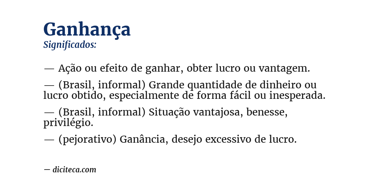 Significado de ganhança
