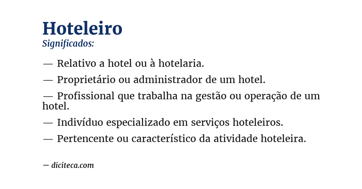Significado de hoteleiro
