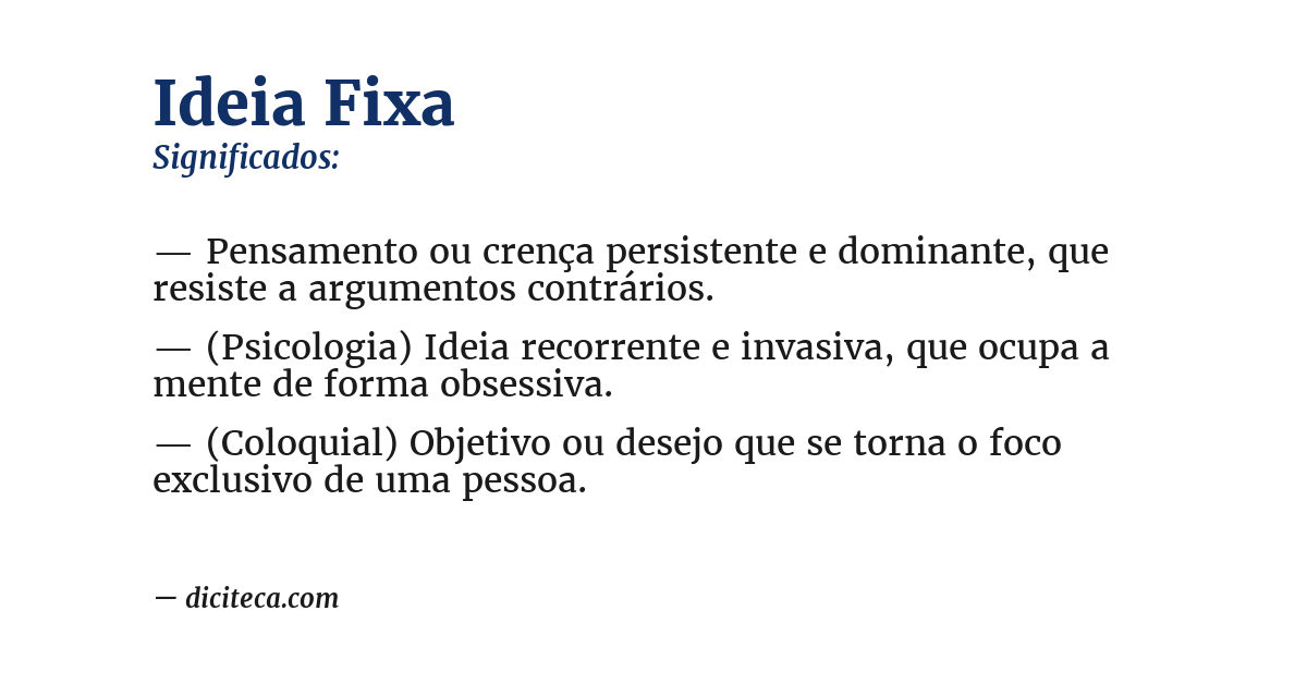 Significado de ideia fixa