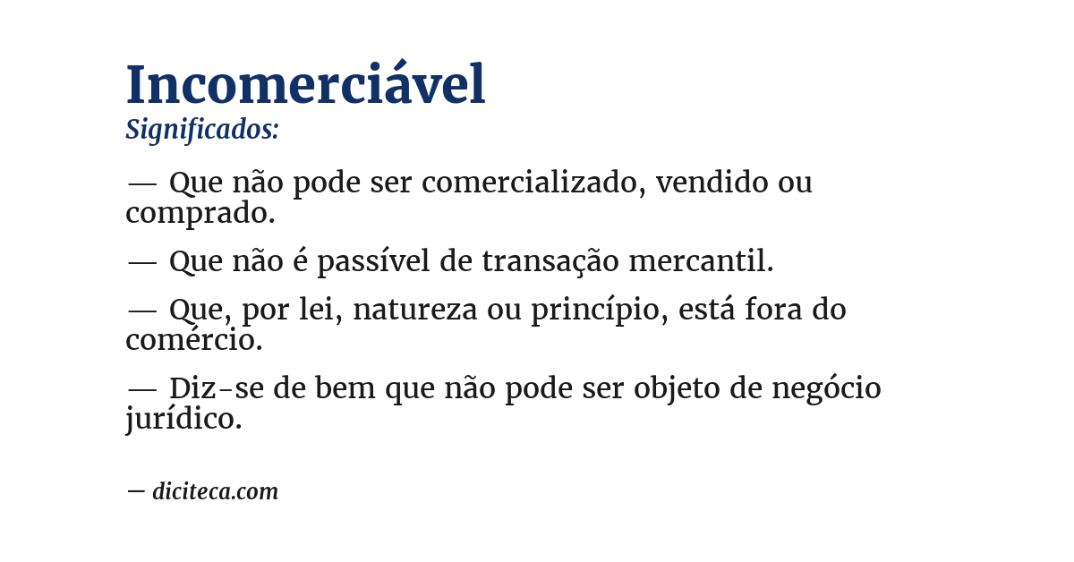 Significado de incomerciável