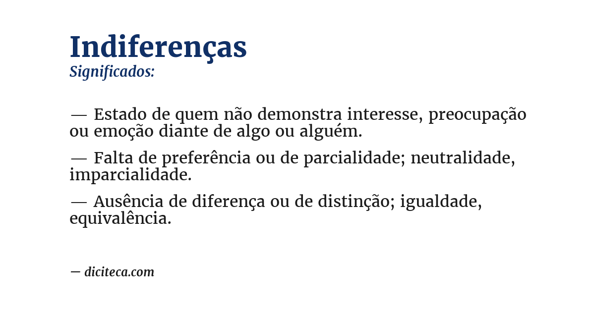 Significado de indiferenças
