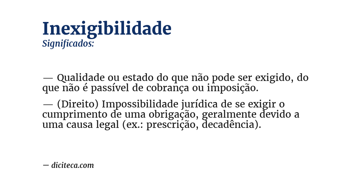 Significado de inexigibilidade