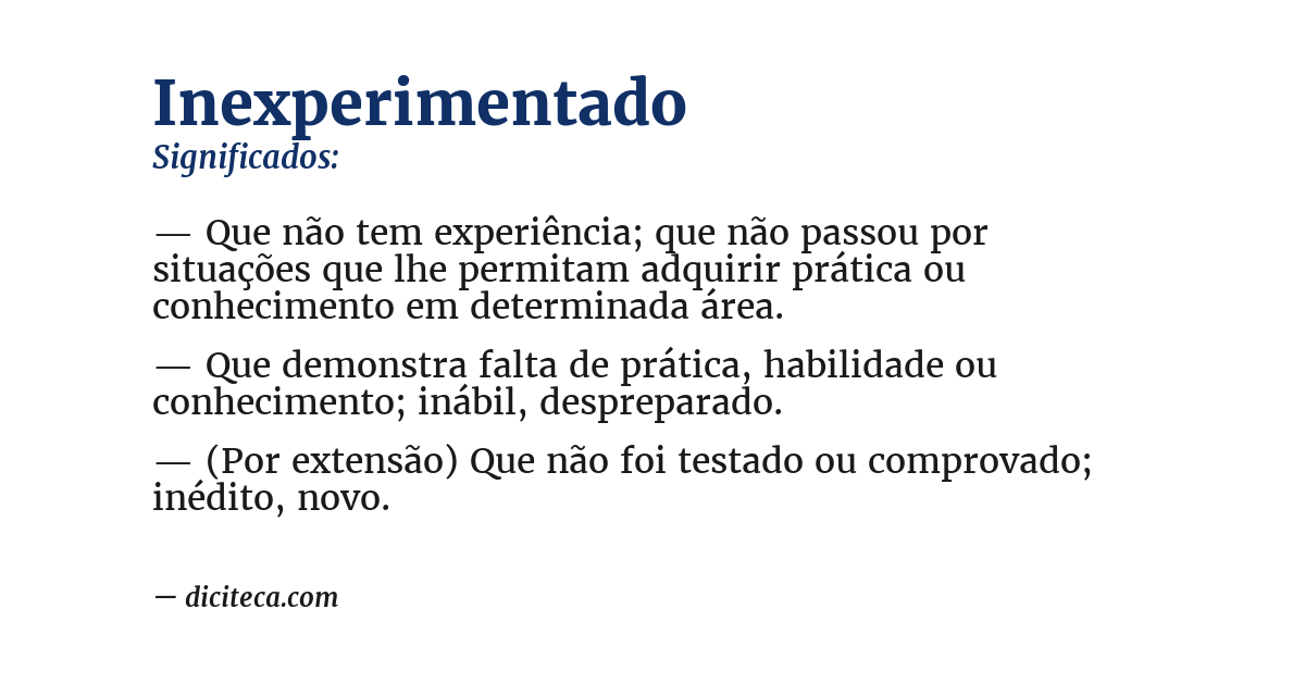 Significado de inexperimentado