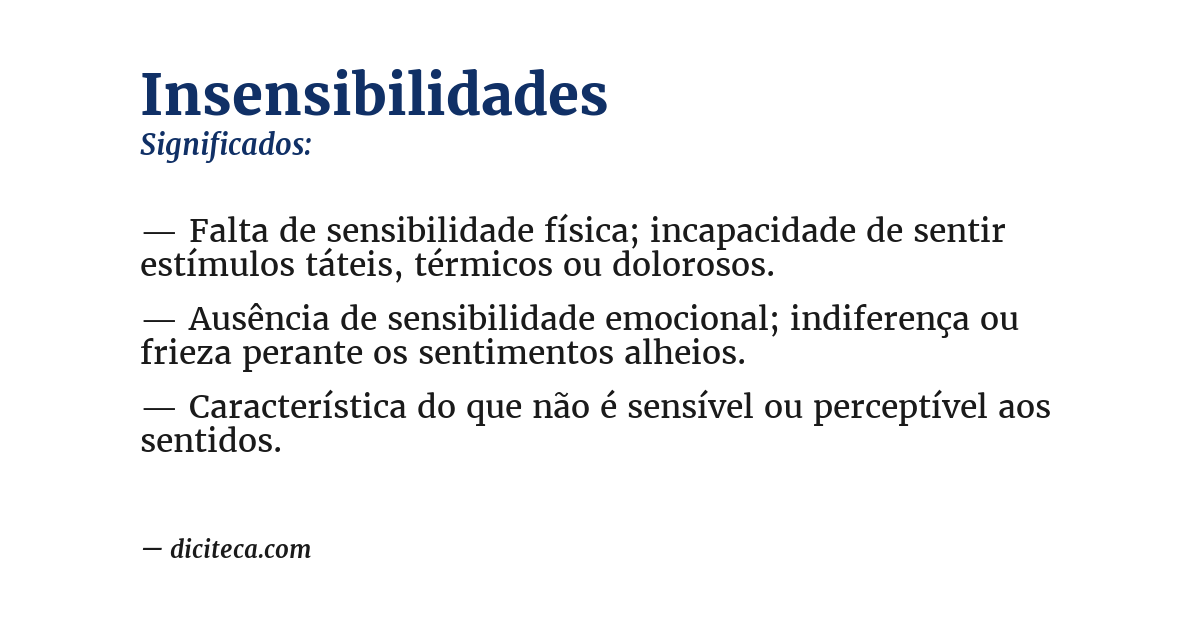 Significado de insensibilidades