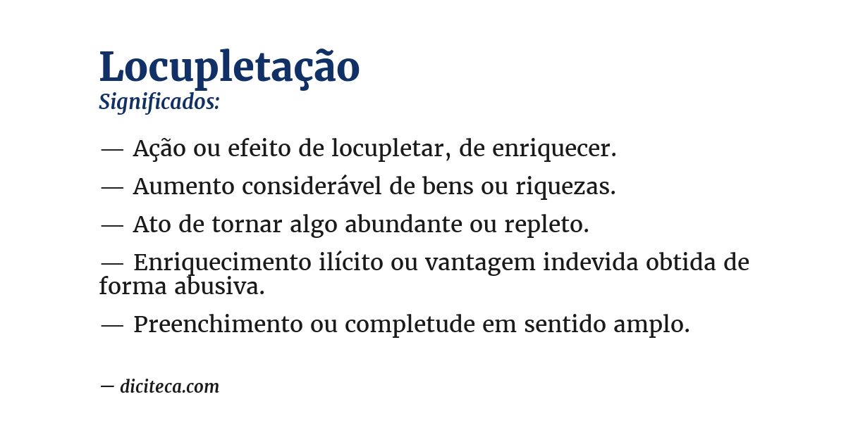 Significado de locupletação