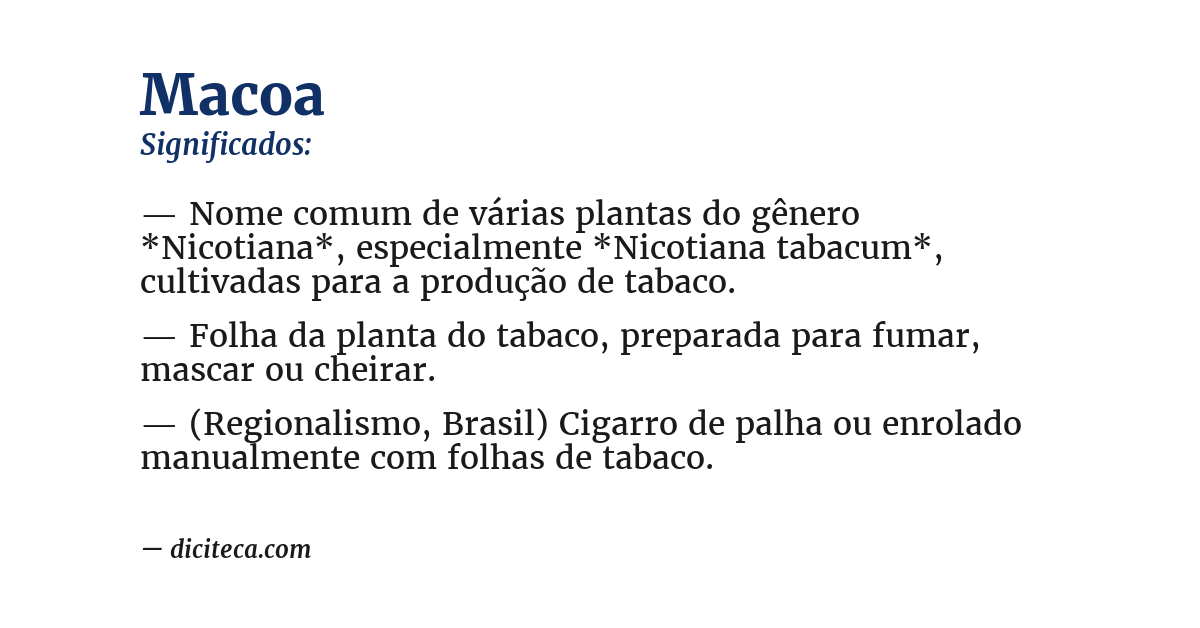 Significado de macoa