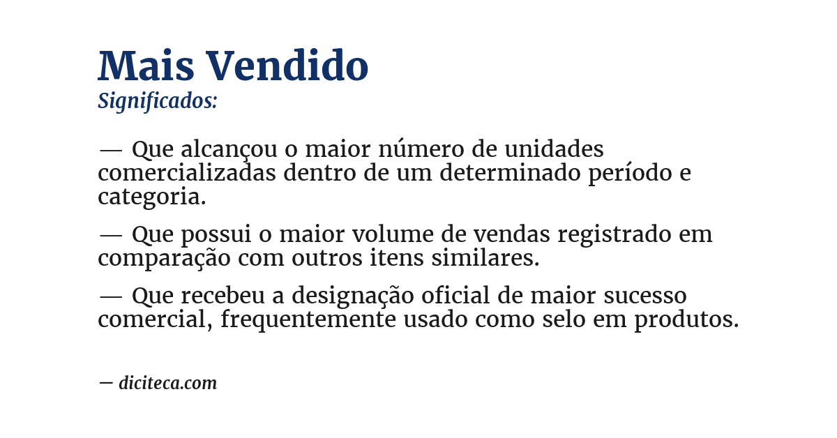 Significado de mais vendido