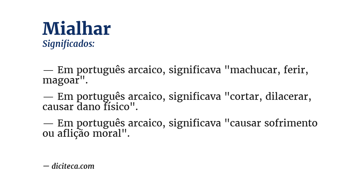 Significado de mialhar