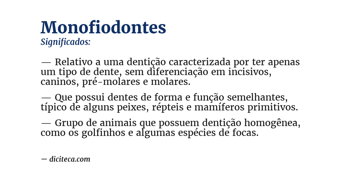 Significado de monofiodontes