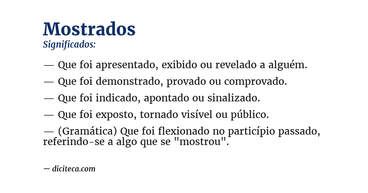 Significado de mostrados