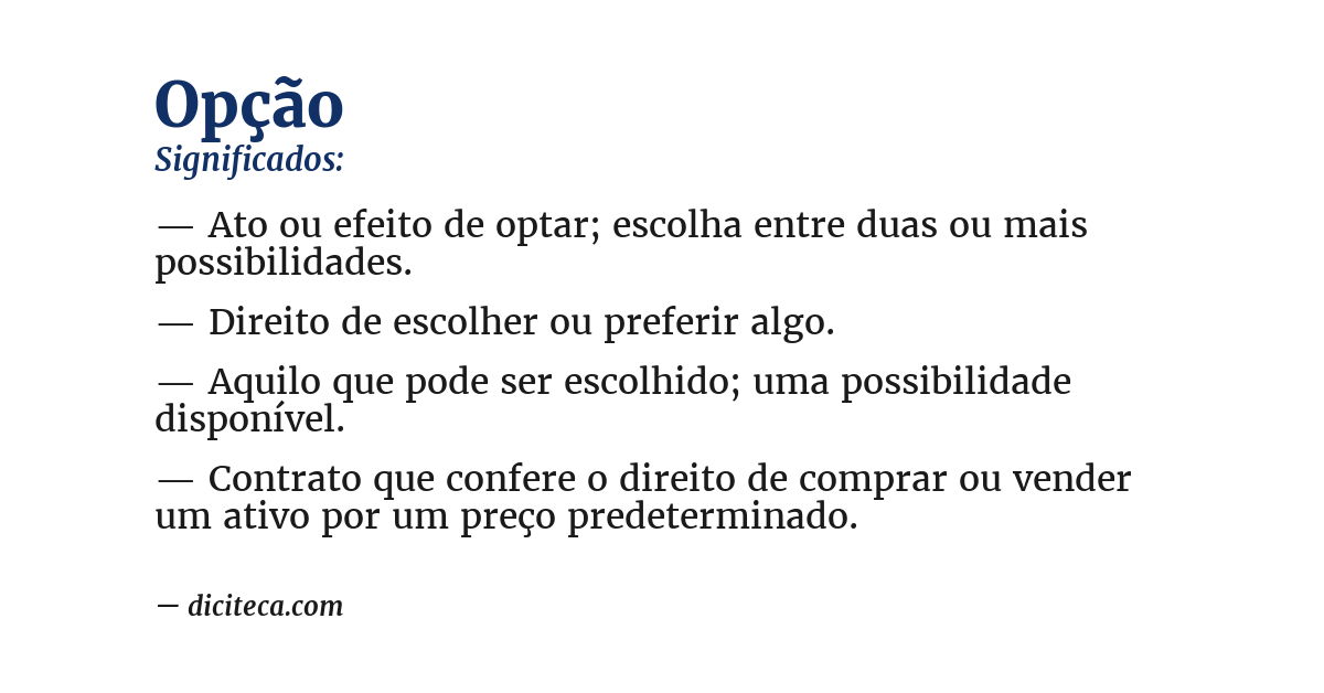 Significado de opção